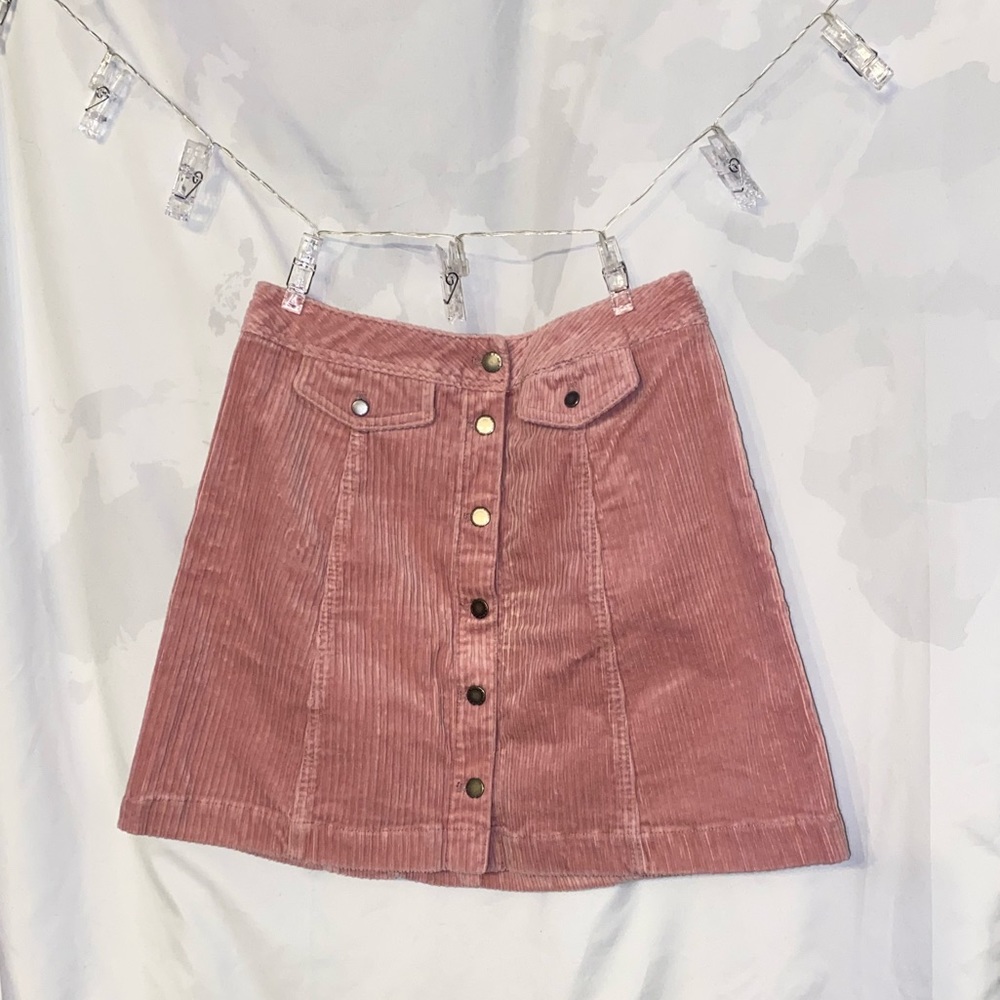 H&M Corduroy Miniskirt in light pink
